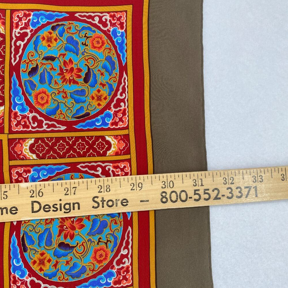 VALENTINO Scarf Silk Hand Rolled Persian Bandana Square Red Gold 31" x 33" VTG - Picture 9 of 12
